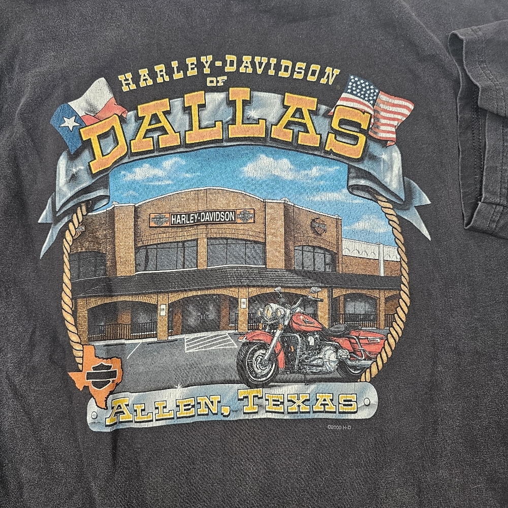 Harley Davidson Vintage Y2K‎ T-Shirt Large Dallas Allen Texas Saloon Biker 2000